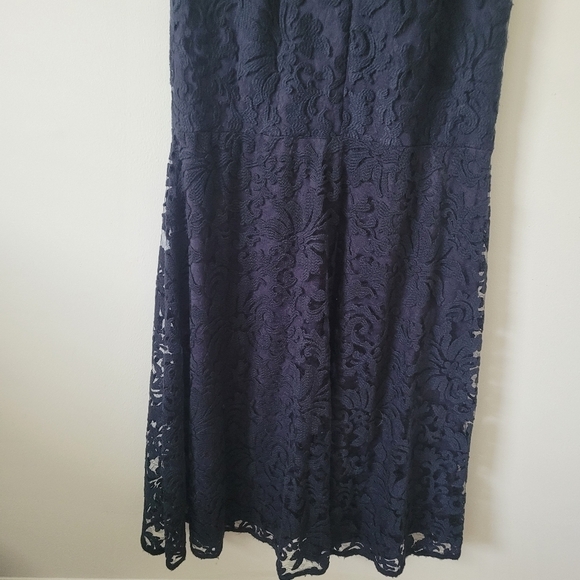 Tadashi Shoji Textured Lace Mermaid Gown Navy Blue Size 8 - Picture 13 of 16